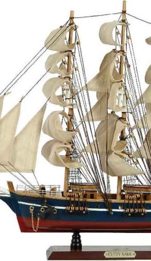 Ξύλινο Παραδοσιακό Καράβι 50 x 10 x 45 (H) cm, Μπλέ - Κόκκινο