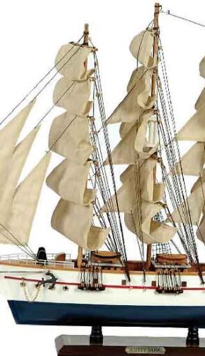 Ξύλινο Παραδοσιακό Καράβι 50 x 10 x 45 (H) cm, Χρώμα Λευκό-Μπλέ