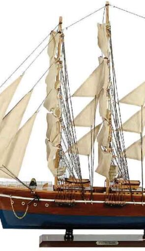 Ξύλινο Παραδοσιακό Καράβι 70 x 13 x 60 (H) cm, Χρώμα Καφέ-Μπλέ