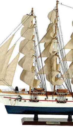 Ξύλινο Παραδοσιακό Καράβι 120 x 19 x 97 (H) cm, Χρώμα Λευκό-Μπλέ