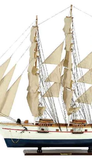 Ξύλινο Παραδοσιακό Καράβι 150 x 23 x 124 (H) cm, Χρώμα Λευκό-Μπλέ