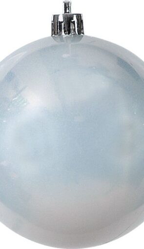 Πλαστική Ασημί Περλέ Χριστουγεννιάτικη Μπάλα 8cm