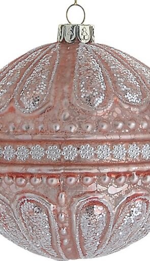 Ρόζ Γυάλινη Χριστουγεννιάτικη Μπάλα 8cm