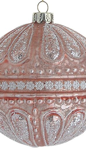 Ρόζ Γυάλινη Χριστουγεννιάτικη Μπάλα 10cm