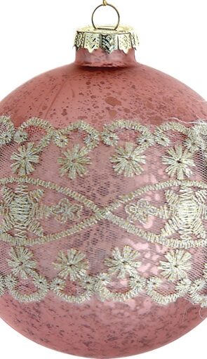 Ρόζ Γυάλινη Χριστουγεννιάτικη Μπάλα 8cm