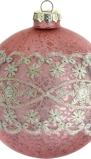 Ρόζ Γυάλινη Χριστουγεννιάτικη Μπάλα 10cm