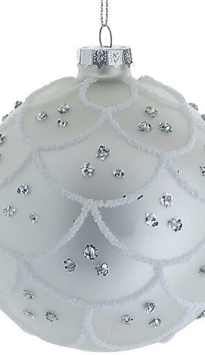 Λευκή Γυάλινη Χριστουγεννιάτικη Μπάλα 8cm