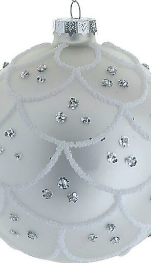 Λευκή Γυάλινη Χριστουγεννιάτικη Μπάλα 10cm