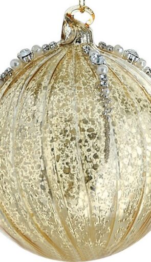 Γυάλινη Χρυσή Χριστουγεννιάτικη Μπάλα 8cm