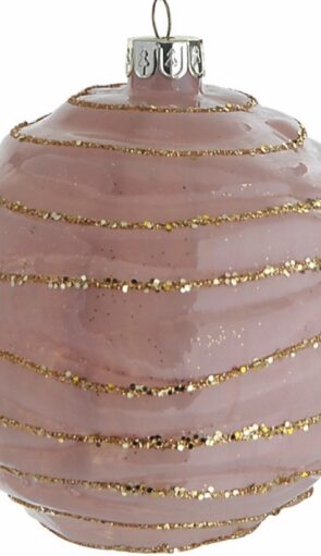 Ρόζ Γυάλινη Χριστουγεννιάτικη Μπάλα 8cm