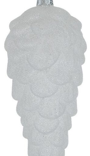 Λευκή Γυάλινη Χριστουγεννιάτικη Μπάλα Κουκουνάρι 18cm