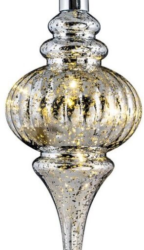 Ασημί Πλαστική Χριστουγεννιάτικη Μπάλα Με Φώς Μπαταρίας 13 x 26(h)cm