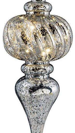 Ασημί Πλαστική Χριστουγεννιάτικη Μπάλα Με Φώς Μπαταρίας 13 x 32(h)cm