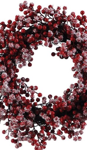 Χιονισμένο Χριστουγεννιάτικο Στεφάνι Γκί 40cm