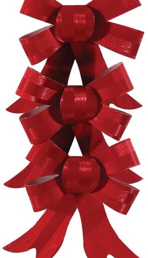 Κόκκινοι Χριστουγεννιάτικοι Φιόγκοι 12cm ,Σέτ 3 Τεμαχίων