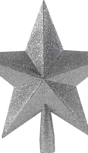 Ασημί Πλαστική Χριστουγεννιάτικη Κορυφή Δέντρου Με Γκλίτερ 25cm