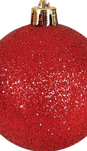 Κόκκινη Πλαστική Χριστουγεννιάτικη Μπάλα Με Glitter 6cm
