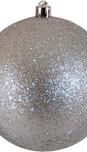 Ασημί Πλαστική Χριστουγεννιάτικη Μπάλα Με Γκλίτερ 6cm