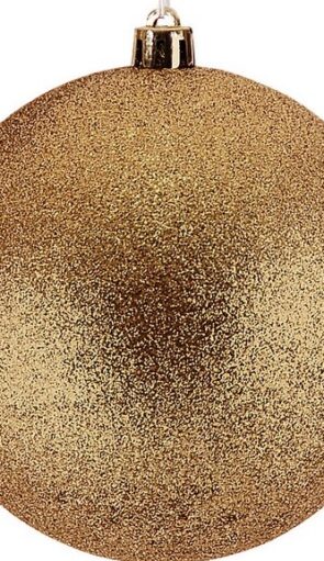 Χρυσή Πλαστική Χριστουγεννιάτικη Μπάλα Με Γκλίτερ 10cm