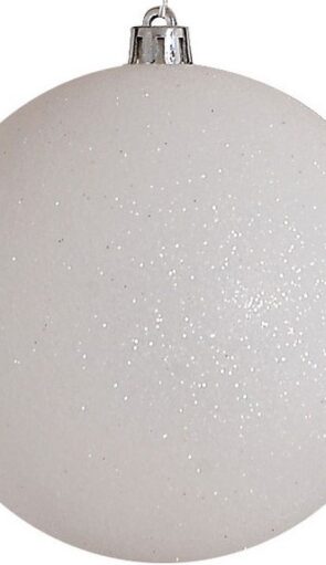 Λευκή Πλαστική Χριστουγεννιάτικη Μπάλα Με Γκλίτερ 6cm