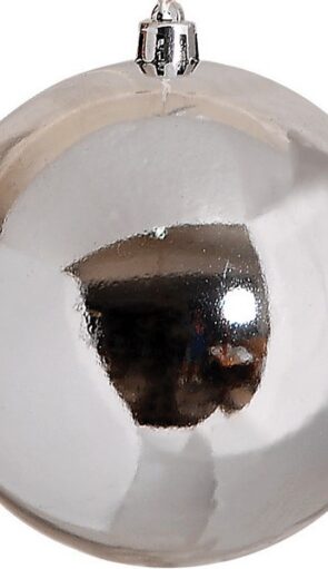 Ασημί Πλαστική Γυαλιστερή Χριστουγεννιάτικη Μπάλα 10cm