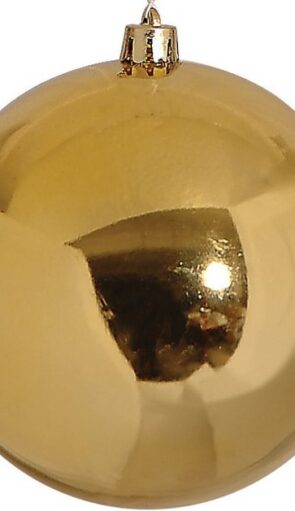 Χρυσή Γυαλιστερή Πλαστική Χριστουγεννιάτικη Μπάλα 10cm