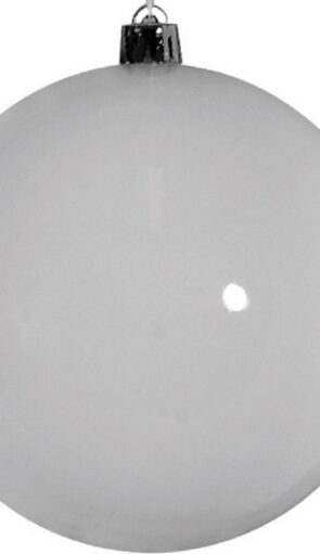 Λευκή Πλαστική Γυαλιστερή Χριστουγεννιάτικη Μπάλα 10cm