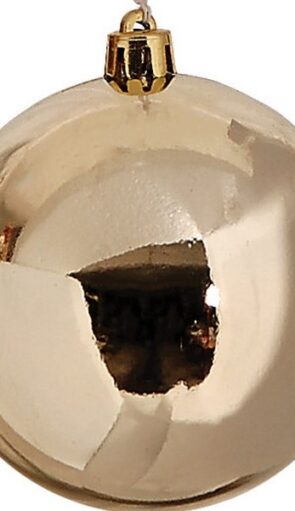 Χρυσή Γυαλιστερή Πλαστική Χριστουγεννιάτικη Μπάλα 10cm