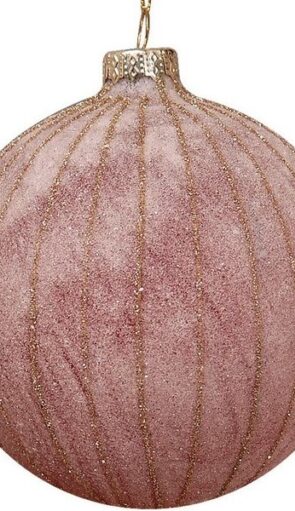 Ρόζ Γυάλινη Χριστουγεννιάτικη Μπάλα 10cm