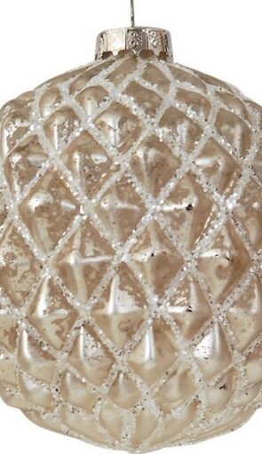 Λευκή Γυάλινη Χριστουγεννιάτικη Μπάλα 8cm