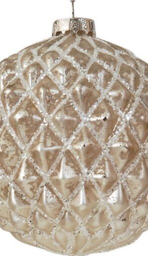 Λευκή Γυάλινη Χριστουγεννιάτικη Μπάλα 10cm