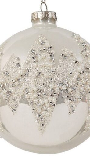 Λευκή Γυάλινη Χριστουγεννιάτικη Μπάλα 8cm