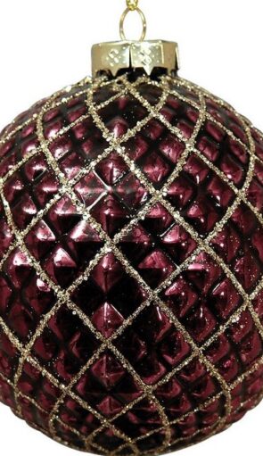 Μώβ Γυάλινη Χριστουγεννιάτικη Μπάλα 8cm