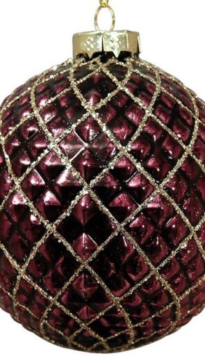 Μώβ Γυάλινη Χριστουγεννιάτικη Μπάλα 10cm