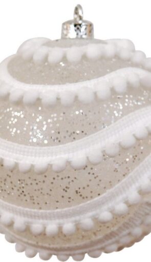 Λευκή Πλαστική Χριστουγεννιάτικη Μπάλα 8cm