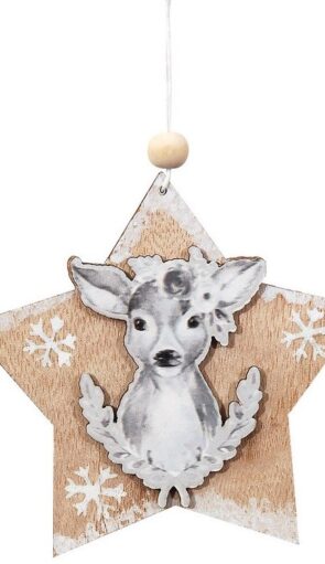 Ξύλινο Κρεμαστό Χριστουγεννιάτικο Στολίδι 11 x 11(h)cm
