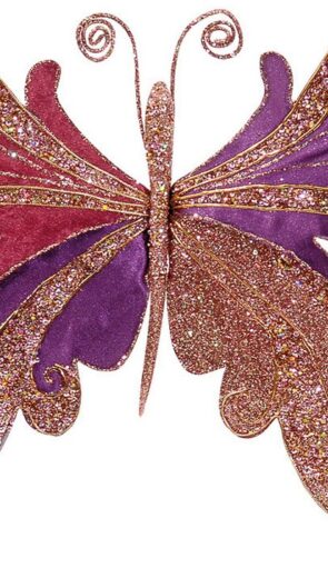 Ρόζ Κρεμαστά Χριστουγεννιάτικη Πεταλούδα 48 x 9 x 28(h)cm