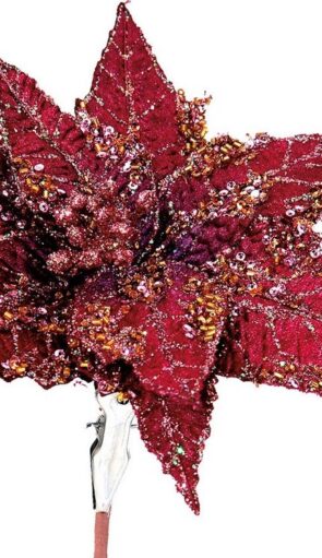 Μώβ Χριστουγεννιάτικο Διακοσμητικό Λουλούδι 20cm