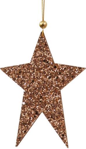 Ξύλινο Κρεμαστό Χριστουγεννιάτικο Στολίδι Με Glitter 8 x 12(h)cm