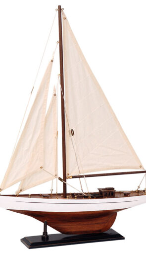 Ξύλινο Παραδοσιακό Καράβι 42 x 8 x 56(h)cm,Χρώμα Λευκό - Καφέ