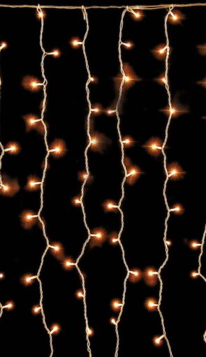 720L GS Συμμετρική Κουρτίνα Με Επέκταση,Διάφανο Καλώδιο/Θερμό Λαμπάκι 200 x 280(h)cm