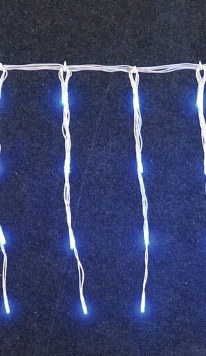 Συμμετρική Κουρτίνα 200Led Με 8 Προγράμματα, Δίαφανο Καλώδιο/Μπλε Λαμπάκι ,500 x 40(H)cm