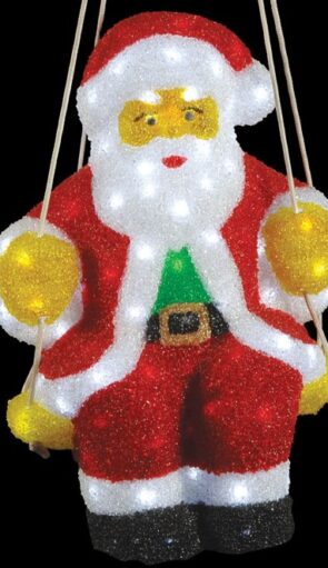 Led Φωτιζόμενος Ακρυλικός Άγιος Βασίλης Σε Κούνια,50(Η)cm