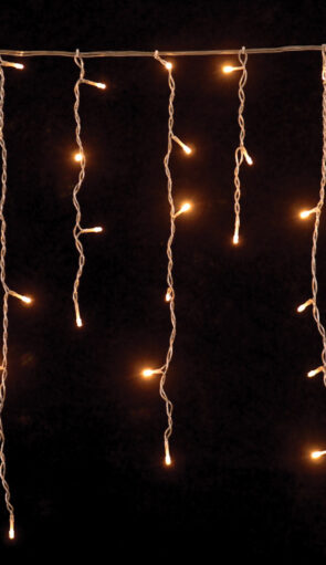 100Led Ασύμμετρη Κουρτίνα Με Επέκταση 200 x 70(h)cm,Διάφανο Καλώδιο/Λευκό Λαμπάκι