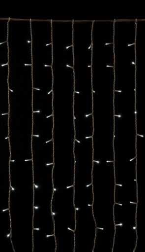 360Led Συμμετρική Κουρτίνα Με 8 Προγράμματα 200 x 200(H)cm,Διάφανο Καλώδιο/Λευκό Λαμπάκι