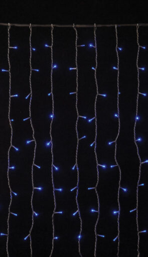 360Led Συμμετρική Κουρτίνα Με 8 Προγράμματα 200 x 200(H)cm,Διάφανο Καλώδιο/Μπλέ Λαμπάκι