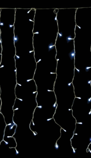 240Led Συμμετρική Κουρτίνα Με 8 Προγράμματα 200 x 100(h)cm,Διάφανο Καλώδιο/Λευκό Λαμπάκι