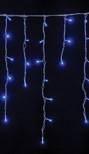 100Led Ασύμμετρη Κουρτίνα Με Επέκταση 200 x 100(h)cm,Διάφανο Καλώδιο/Μπλέ Λαμπάκι