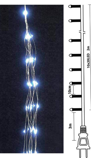 200Led Λαμπάκια Copper (Χταπόδι) Ψυχρού Φωτισμού Με Μετασχηματιστή Ip20 ,2 Μέτρα