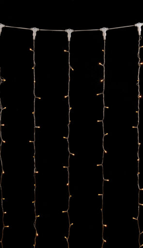 1000Led Συμμετρική Κουρτίνα Ip44,Με Επέκταση 2 x 10(h)cm,Διάφανο Καλώδιο/Θερμό Λαμπάκι